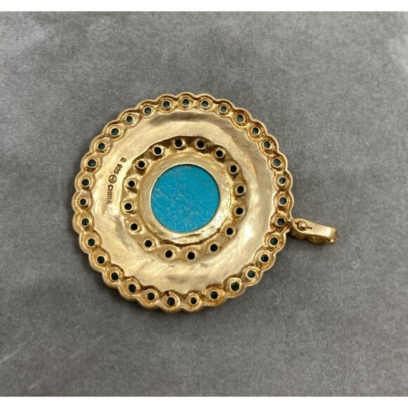Ross-Simons Sterling Silver Vermeil Pendant With Blue Center and Blue Topaz - Picture 2 of 6